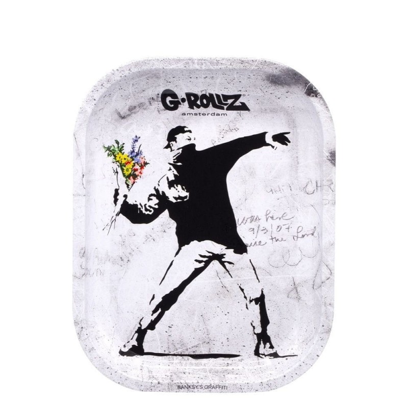 Tacka metalowa Banksy Flower Thrower Alt 14 x 18cm